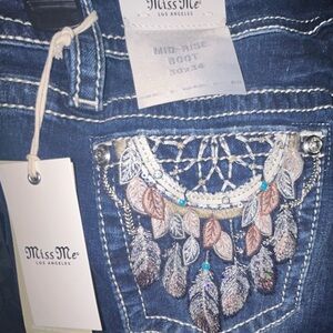 Miss Me Blue Boot Cut Jeans with Dreamcatcher Embroidery NWT